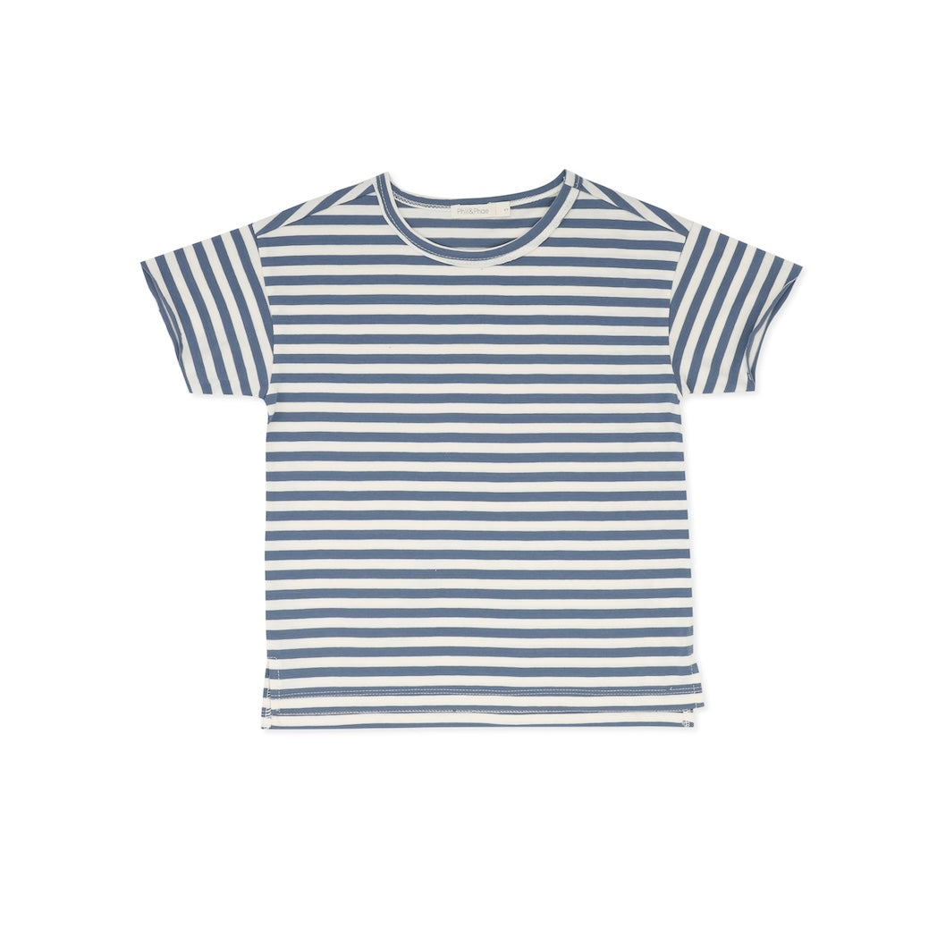 Phil & Phae Kinder Oversized Tee S/S Stripes Denim Blue bei Yay Kids