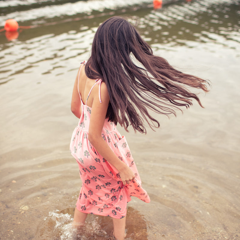 Long Dress Pink with Green Trees