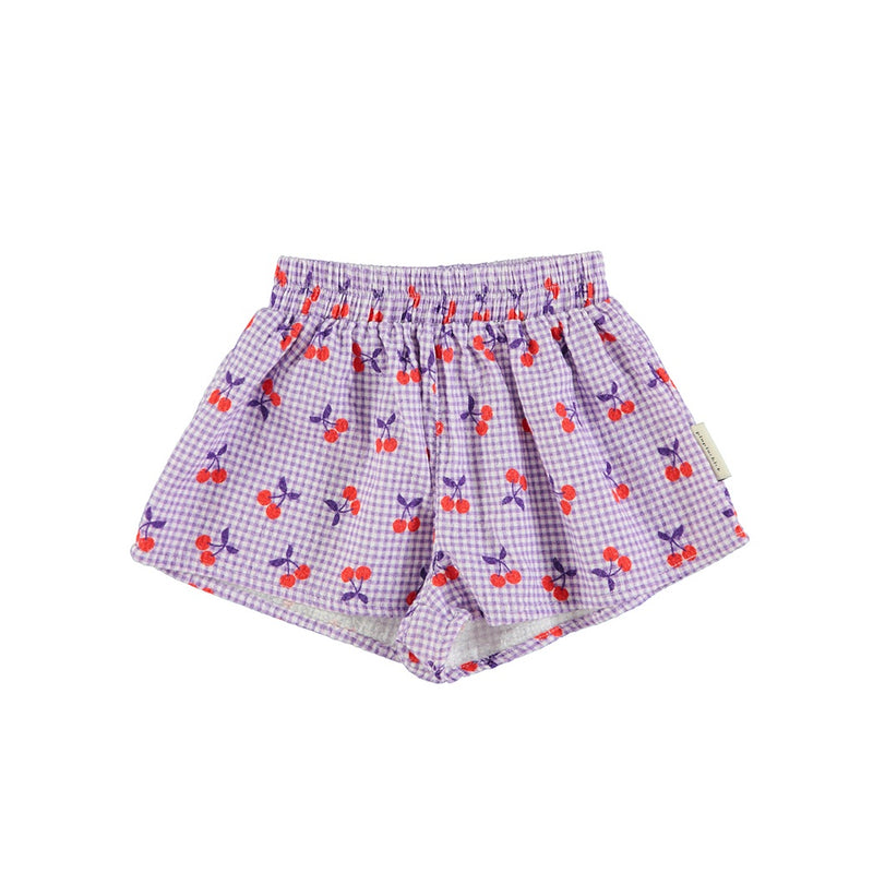 Piupiuchick Shorts Purple & White Checkered with Cherries bei Yay Kids