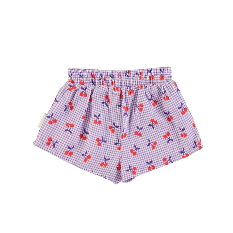Piupiuchick Shorts Purple & White Checkered with Cherries bei Yay Kids