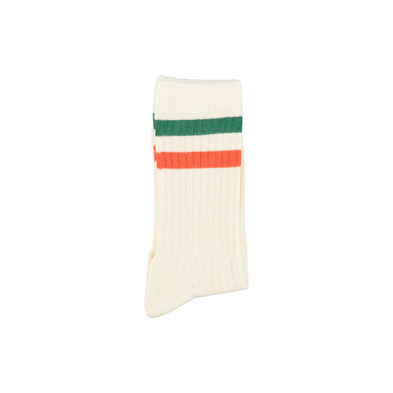 Piupiuchick Kinder Socken Ecru Orange & Green Stripes bei Yay Kids