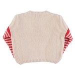 Piupiuchick Kinder Strickpullover Hellbeige mit roten Streifen bei Yay Kids