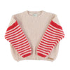 Piupiuchick Kinder Strickpullover Hellbeige mit roten Streifen bei Yay Kids