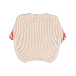 Piupiuchick Kinder Strickpullover Hellbeige mit roten Streifen bei Yay Kids