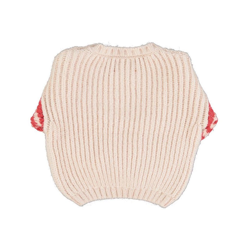 Piupiuchick Kinder Strickpullover Hellbeige mit roten Streifen bei Yay Kids