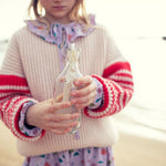 Piupiuchick Kinder Strickpullover Hellbeige mit roten Streifen bei Yay Kids