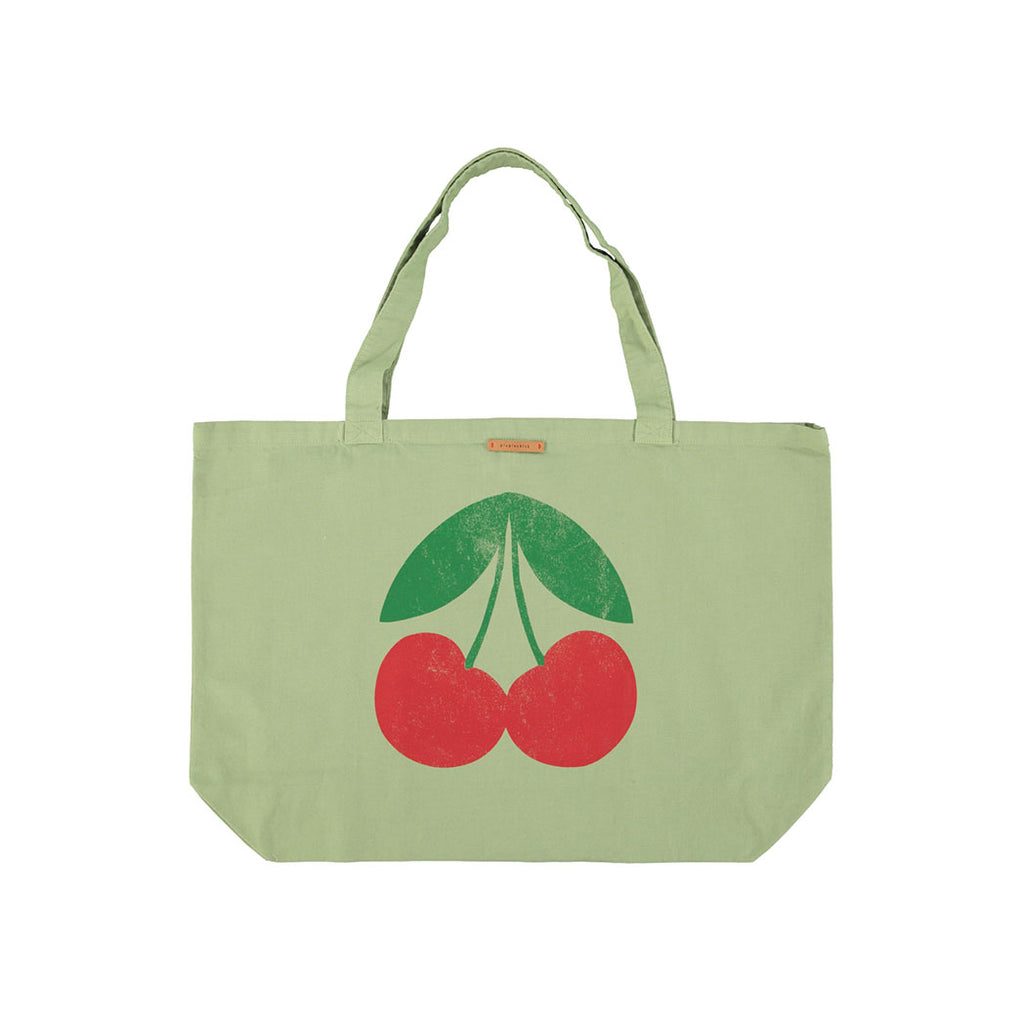 XL Logo Tasche light olive w/ cherry print