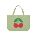 XL Logo Tasche light olive w/ cherry print