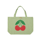 XL Logo Tasche light olive w/ cherry print