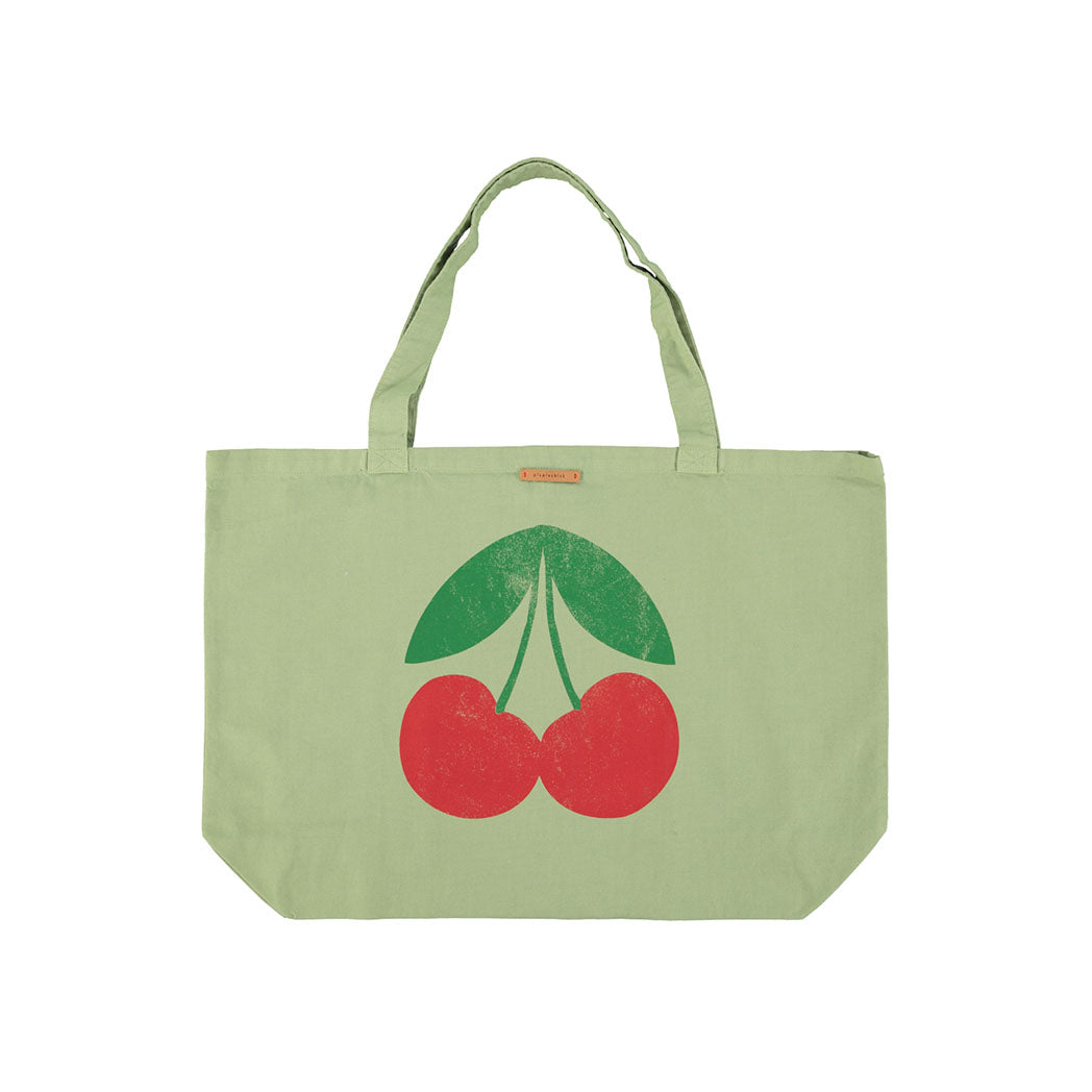 XL Logo Tasche light olive w/ cherry print