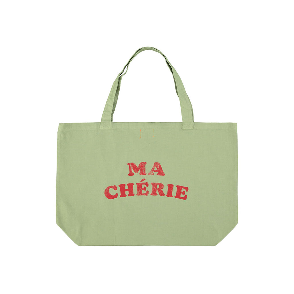 XL Logo Tasche light olive w/ cherry print