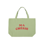 XL Logo Tasche light olive w/ cherry print