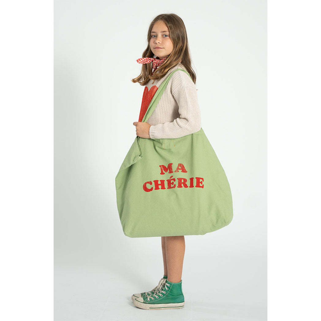 XL Logo Tasche light olive w/ cherry print