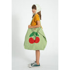 XL Logo Tasche light olive w/ cherry print