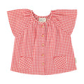 Piupiuchick Kurzarm Bluse mit Schmetterlingsärmeln red & ecru checkered bei Yay Kids