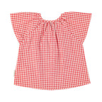 Piupiuchick Kurzarm Bluse mit Schmetterlingsärmeln red & ecru checkered bei Yay Kids