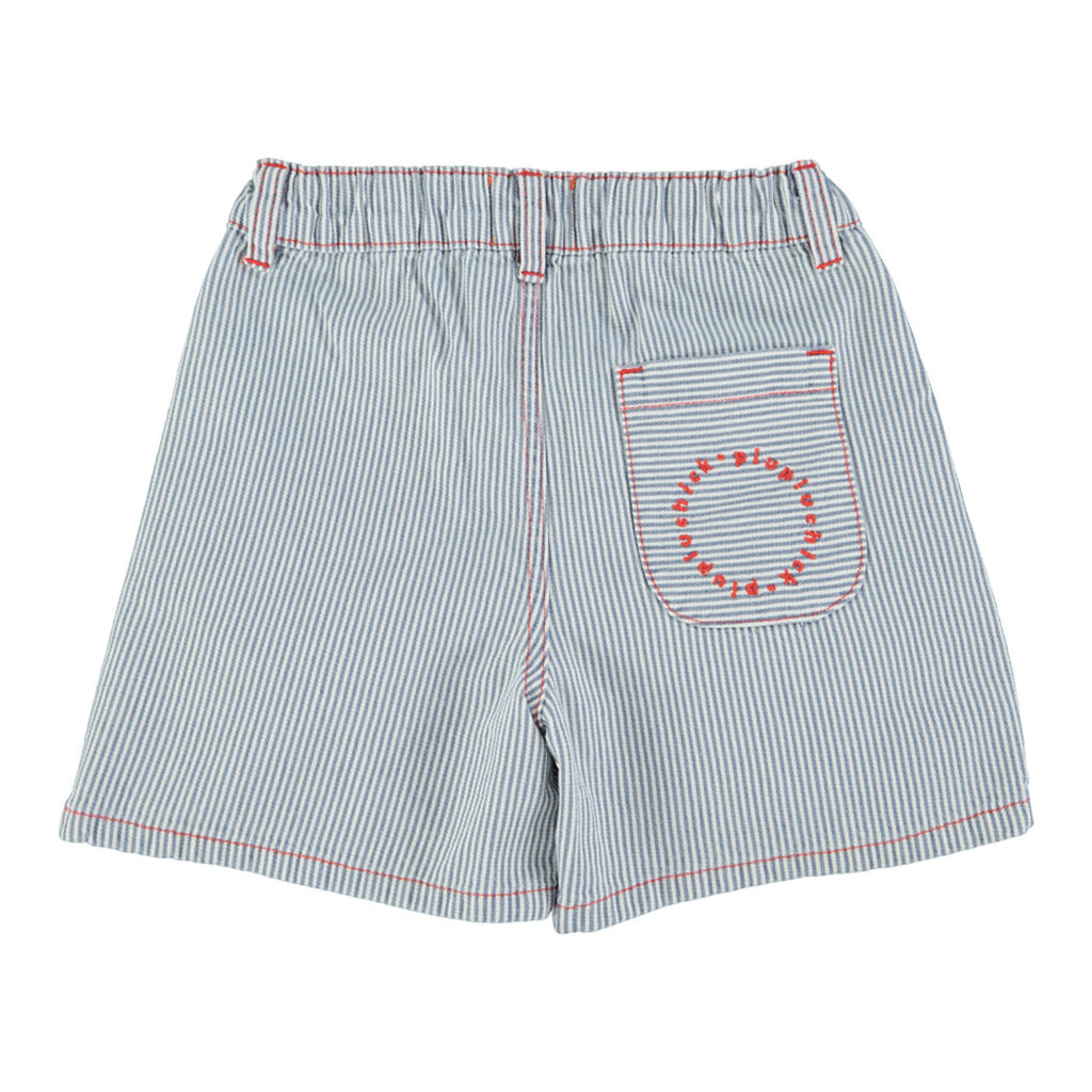 Piupiuchick Kinder Kurze Shorts ecru w/ indigo stripes bei Yay Kids