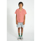 Piupiuchick Kinder Kurze Shorts ecru w/ indigo stripes bei Yay Kids