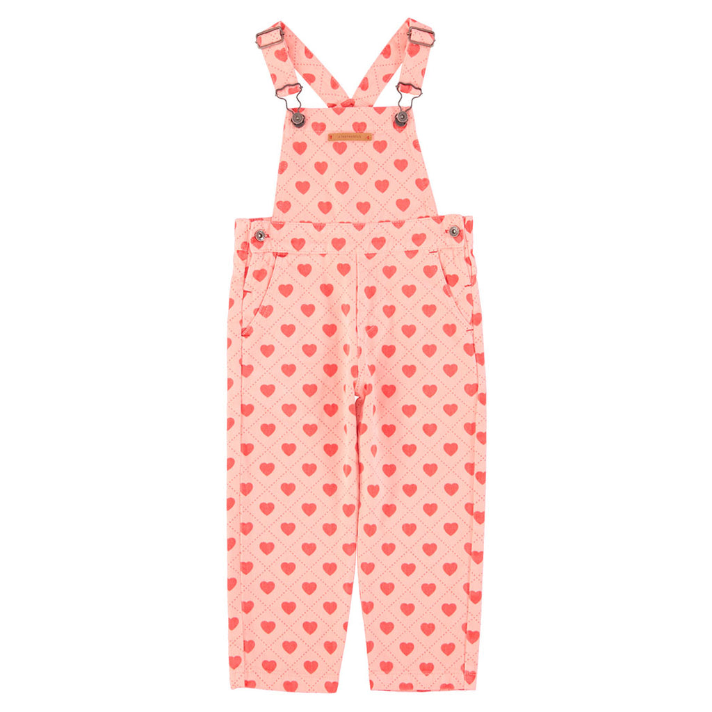 Piupiuchick Mädchen Latzhose pink w/ red hearts allover bei Yay Kids