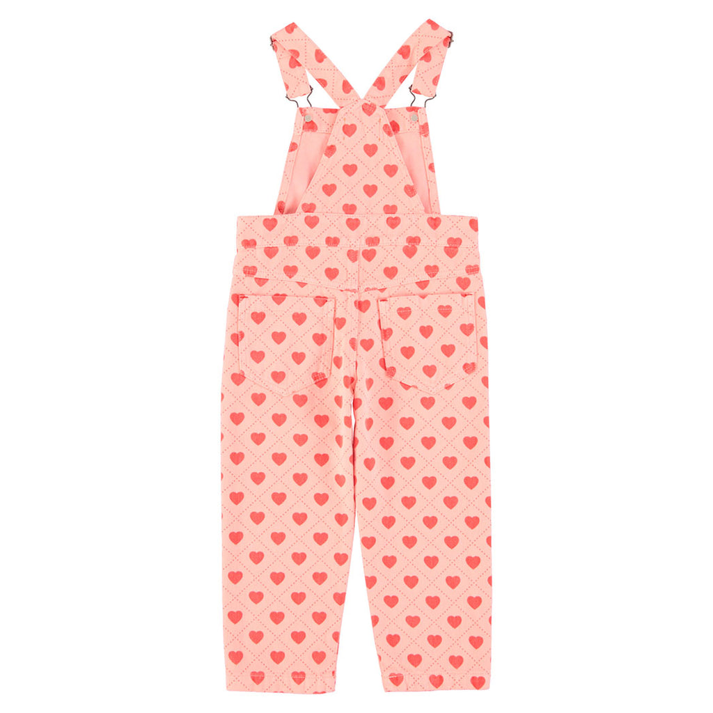 Piupiuchick Mädchen Latzhose pink w/ red hearts allover bei Yay Kids