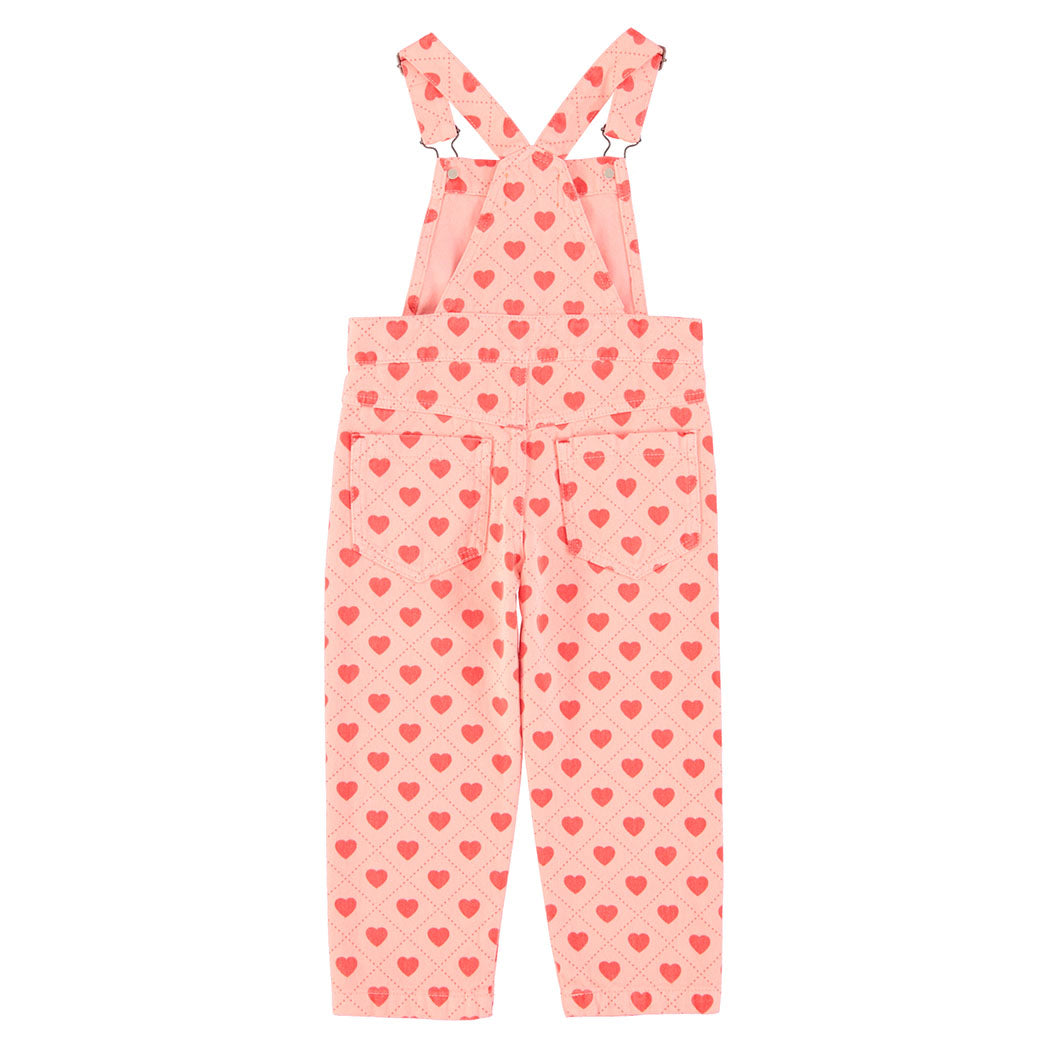 Piupiuchick Mädchen Latzhose pink w/ red hearts allover bei Yay Kids