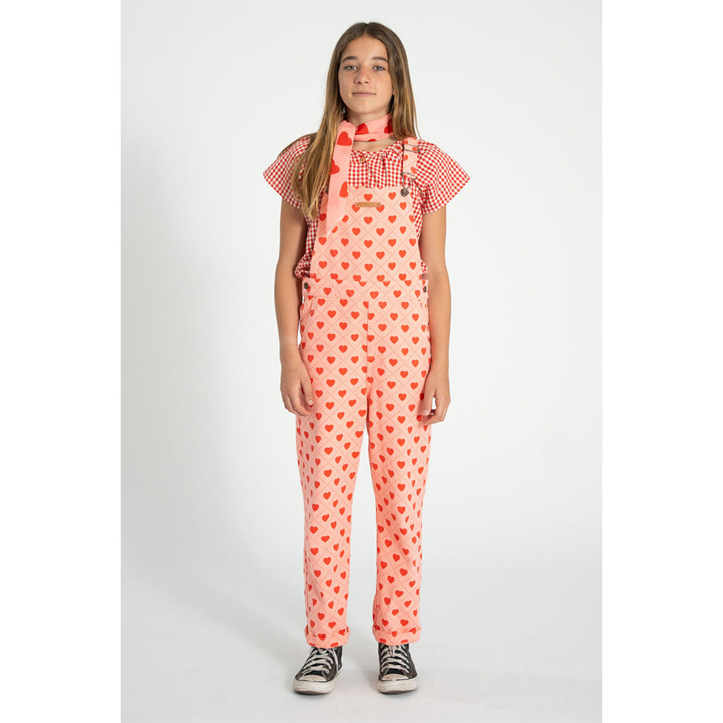 Piupiuchick Mädchen Latzhose pink w/ red hearts allover bei Yay Kids