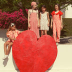 Piupiuchick Mädchen Latzhose pink w/ red hearts allover bei Yay Kids