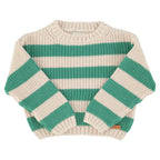 Piupiuchick Kinder Strickpullover ecru & green stripes bei Yay Kids