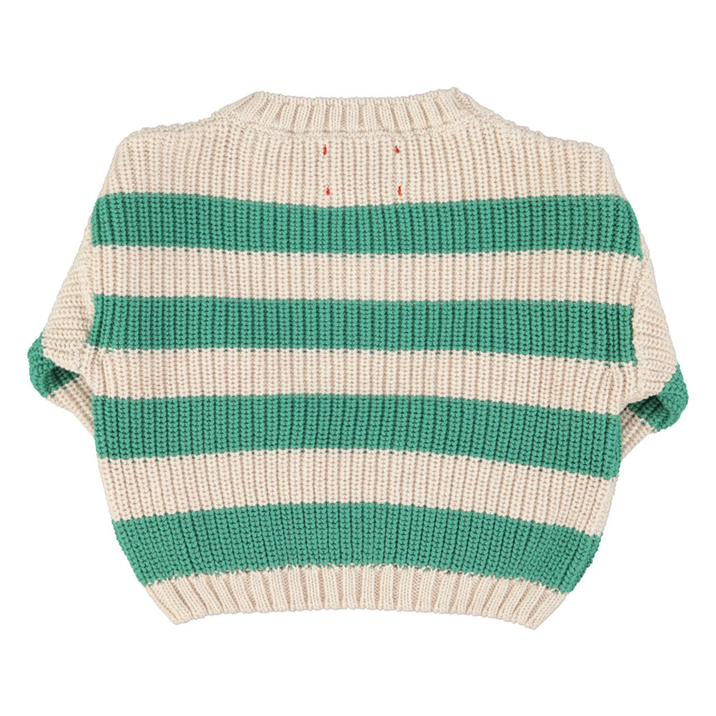 Piupiuchick Kinder Strickpullover ecru & green stripes bei Yay Kids