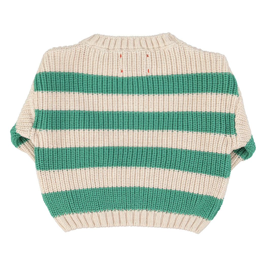Piupiuchick Kinder Strickpullover ecru & green stripes bei Yay Kids