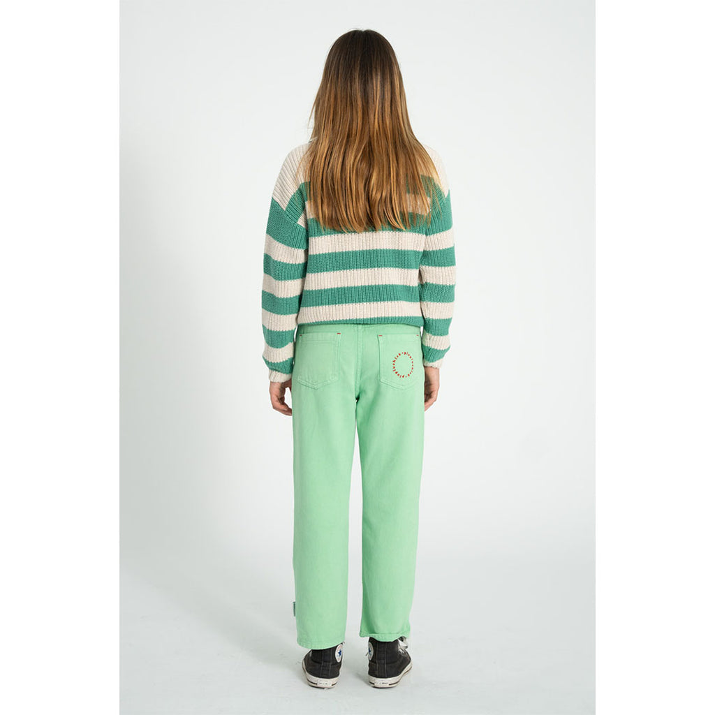 Piupiuchick Kinder Strickpullover ecru & green stripes bei Yay Kids