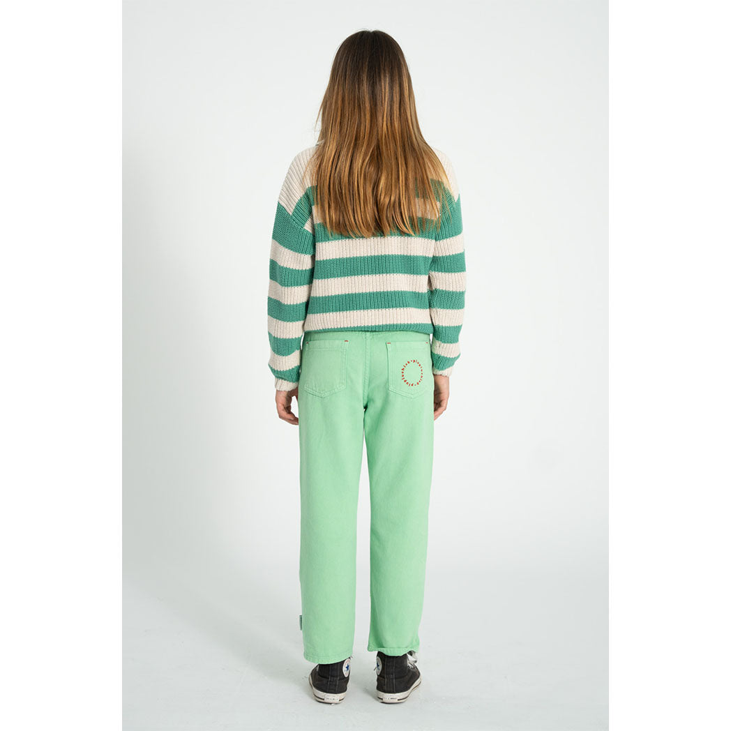 Piupiuchick Kinder Strickpullover ecru & green stripes bei Yay Kids