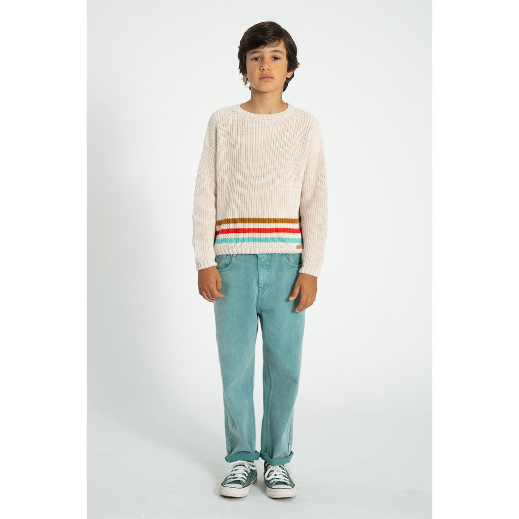 Piupiuchick Kinder Strickpullover ecru w/ multicolor stripes bei Yay Kids