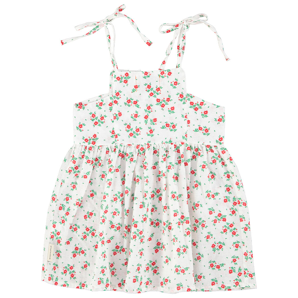 Piupiuchick Kurzes Kleid ecru w/ red flowers allover bei Yay Kids