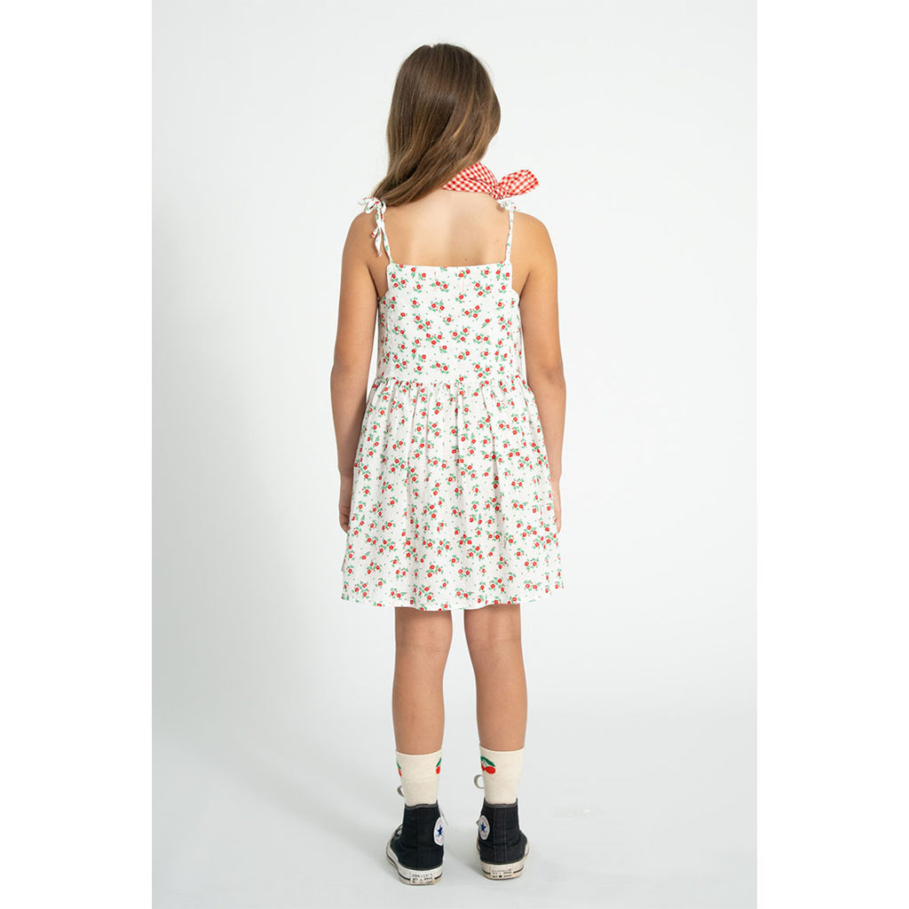 Piupiuchick Kurzes Kleid ecru w/ red flowers allover bei Yay Kids
