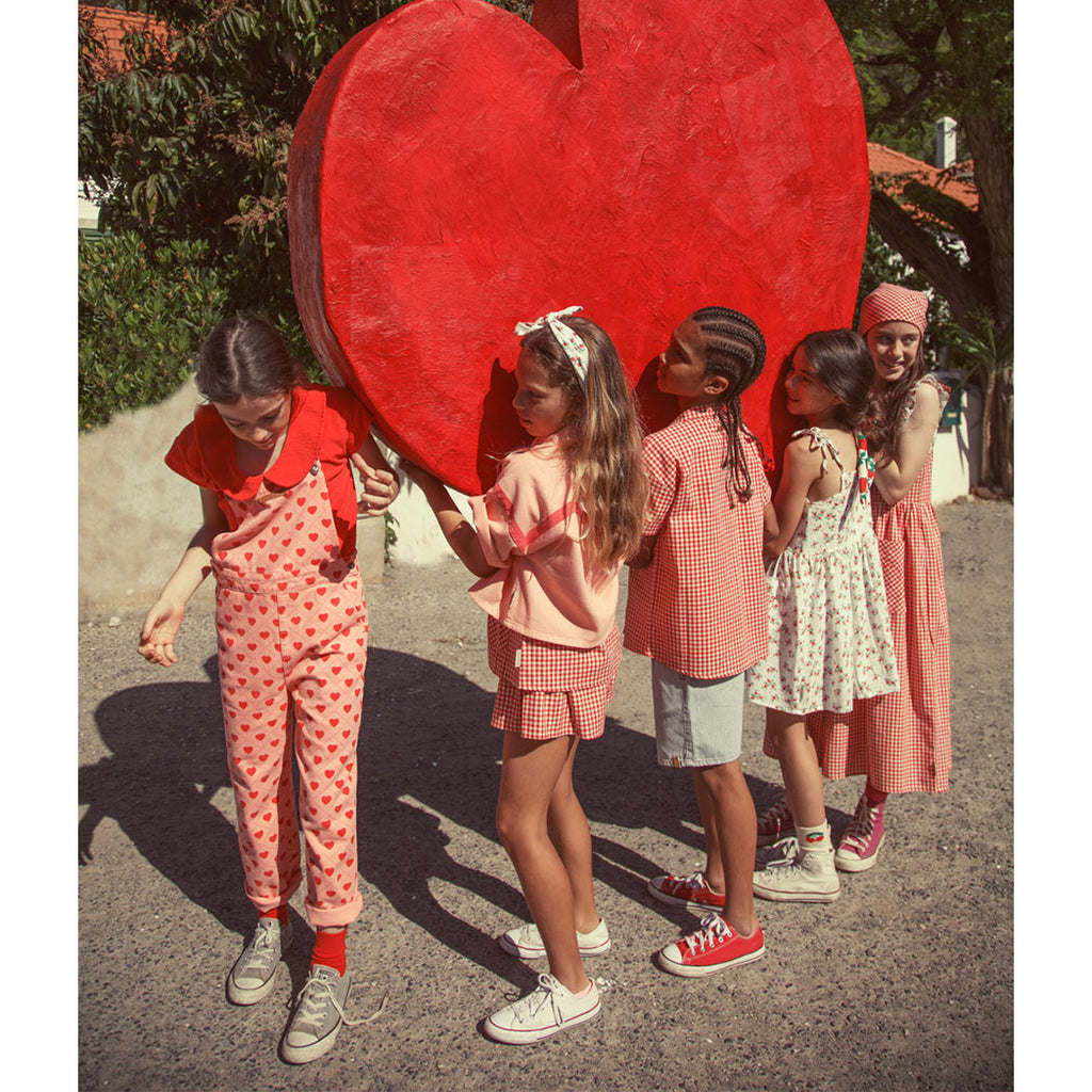 Piupiuchick Kurzes Kleid ecru w/ red flowers allover bei Yay Kids