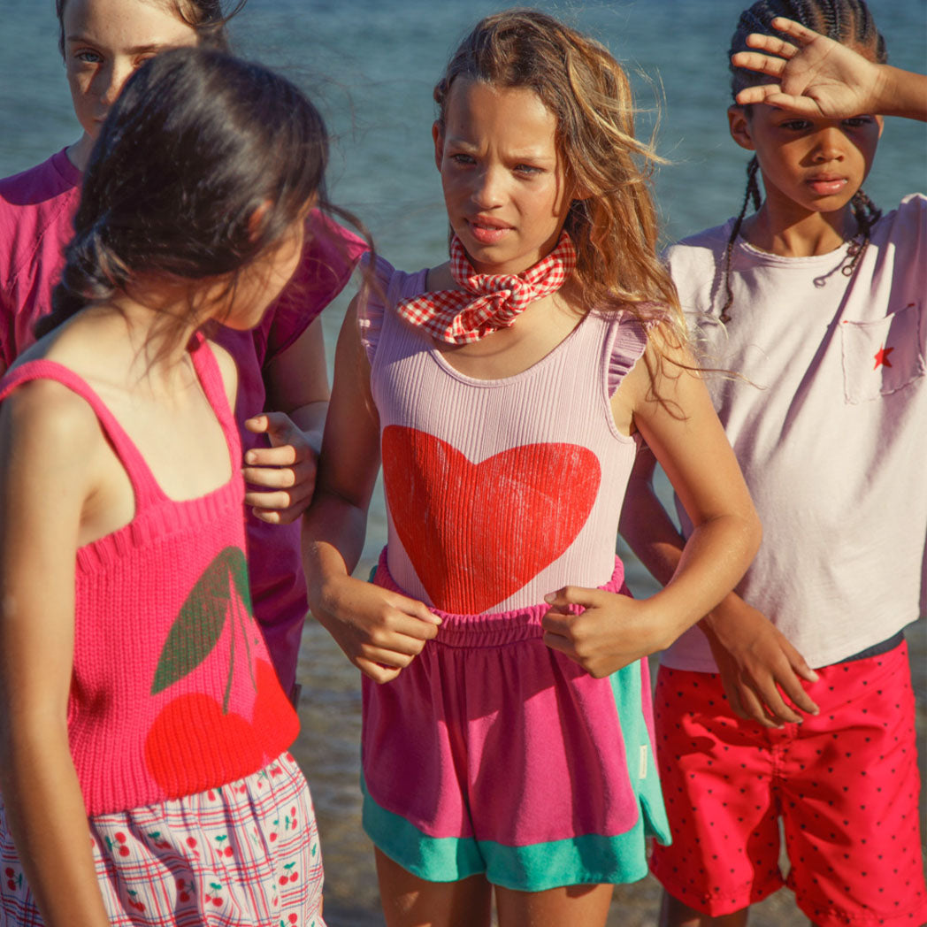 Piupiuchick Kinder Kurze Hosen aus Frotteestoff fuchsia & green bei Yay Kids