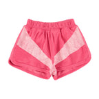 Piupiuchick Kinder Kurze Hosen aus Frotteestoff pink w/ white stripes print bei Yay Kids