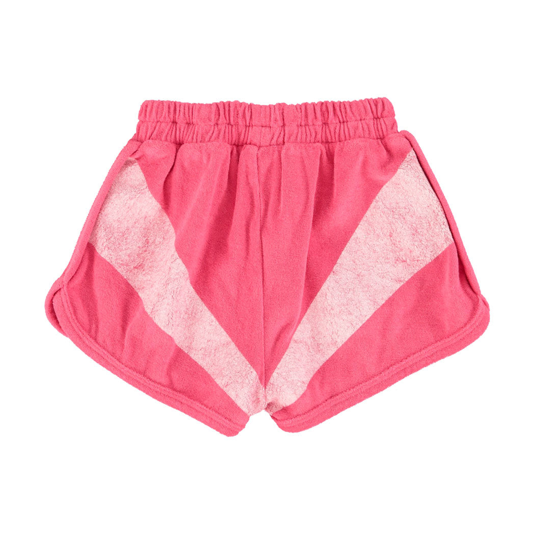 Piupiuchick Kinder Kurze Hosen aus Frotteestoff pink w/ white stripes print bei Yay Kids