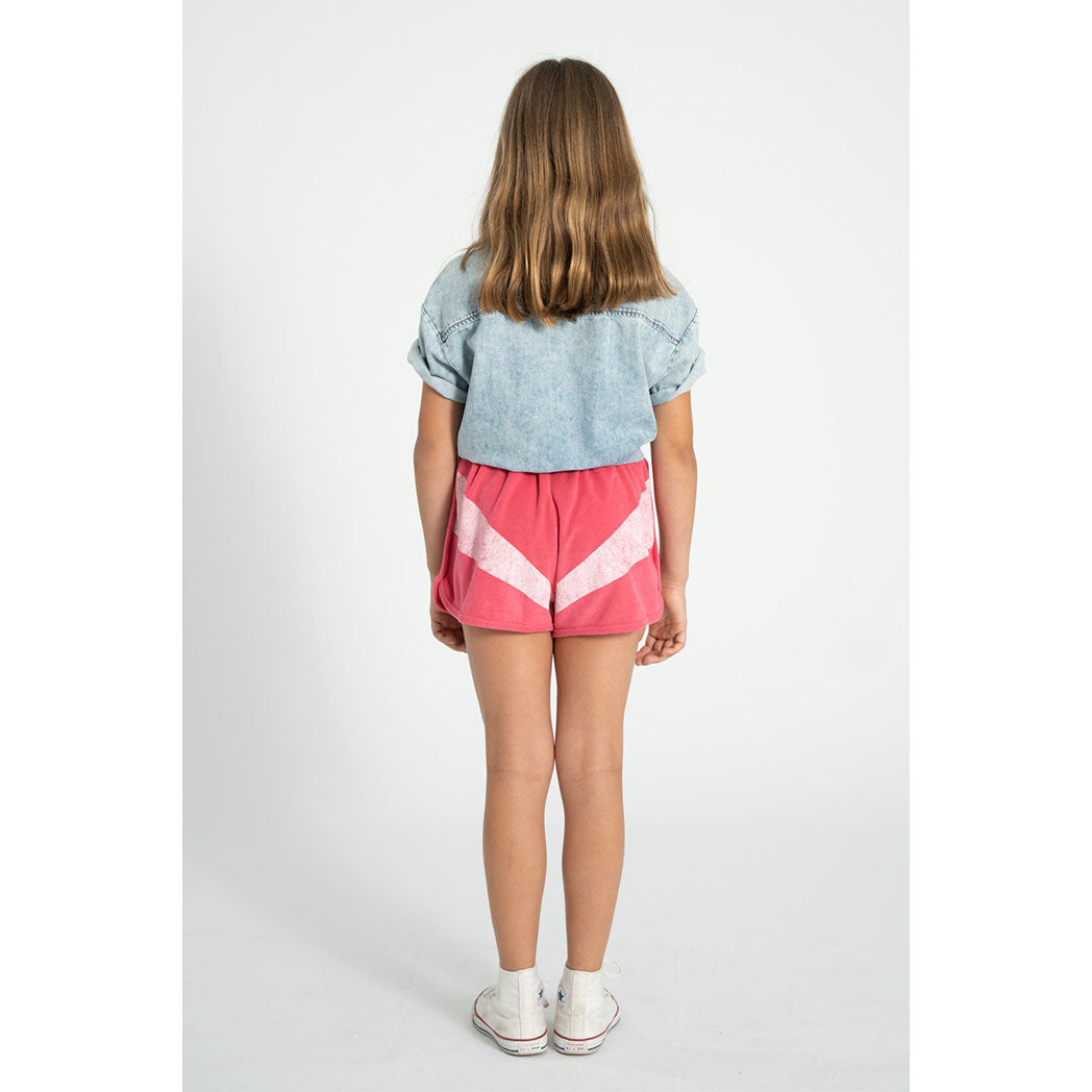 Piupiuchick Kinder Kurze Hosen aus Frotteestoff pink w/ white stripes print bei Yay Kids