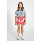 Piupiuchick Kinder Kurze Hosen aus Frotteestoff pink w/ white stripes print bei Yay Kids