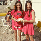 Piupiuchick Kinder Kurze Hosen aus Frotteestoff pink w/ white stripes print bei Yay Kids