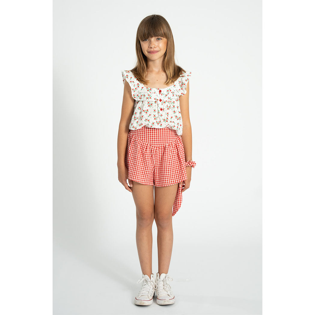 Piupiuchick Kurze Shorts red & ecru checkered bei Yay Kids