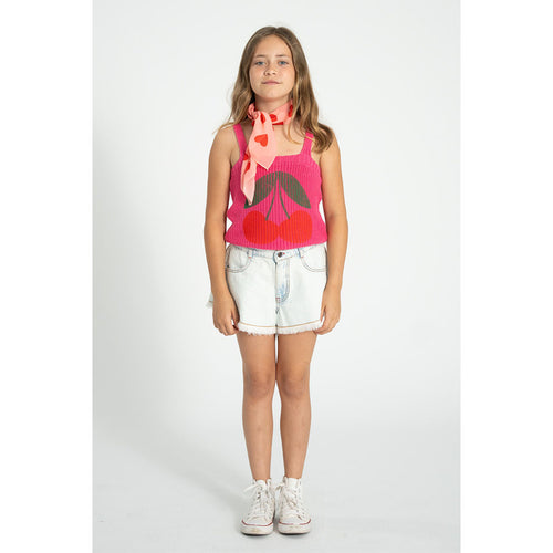 Piupiuchick Seidenlook Bandana pink w/ red hearts allover bei Yay Kids