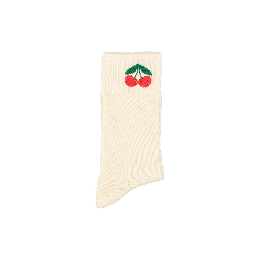 Piupiuchick Kinder Socken ecru w/ cherry print bei Yay Kids