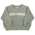 Piupiuchick Kinder Frotteé Pullover washed green w/ "best friend" print bei Yay Kids