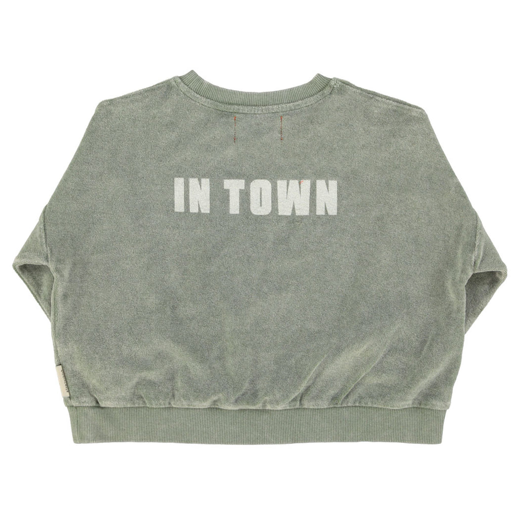 Piupiuchick Kinder Frotteé Pullover washed green w/ "best friend" print bei Yay Kids