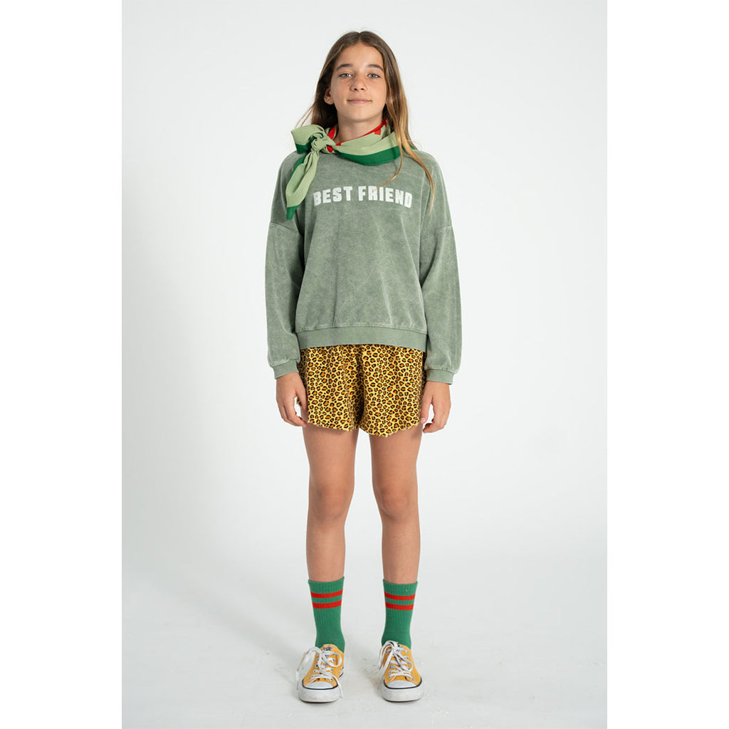 Piupiuchick Kinder Frotteé Pullover washed green w/ "best friend" print bei Yay Kids