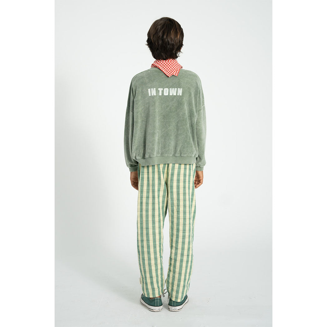 Piupiuchick Kinder Frotteé Pullover washed green w/ "best friend" print bei Yay Kids