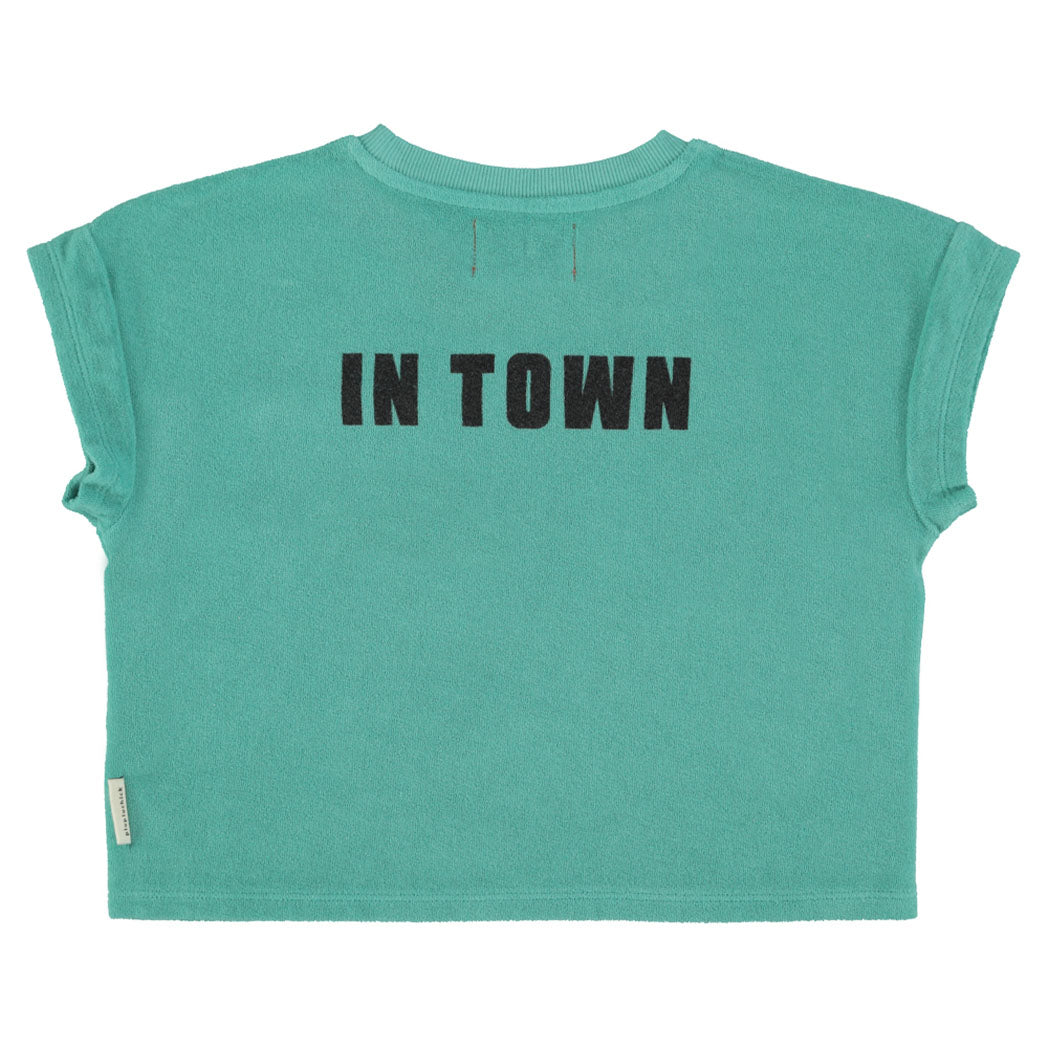 Piupiuchick Kinder Frotteé T-Shirt turquoise w/ "best friend" print bei Yay Kids